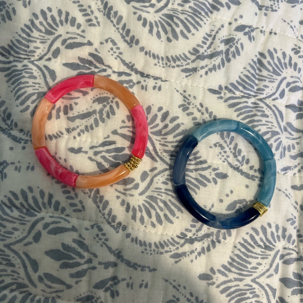 Acrylic Tube Bracelet Pink & Orange gold & Blue